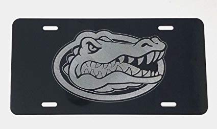 2 Diamond Logo - Diamond Etched Florida Gators Logo 2 Car Tag on Black