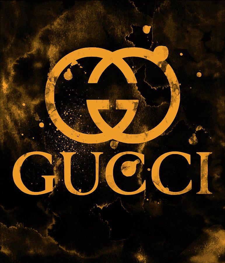 Gucci Logo - Gucci Logo Gold Yellow 2 Digital Art by Del Art