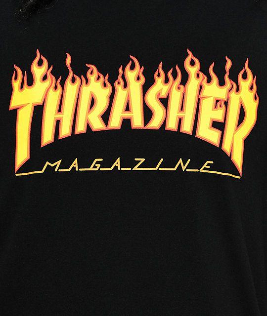 Thrasher Logo - Thrasher Flame Logo Black Boyfriend Fit T Shirt
