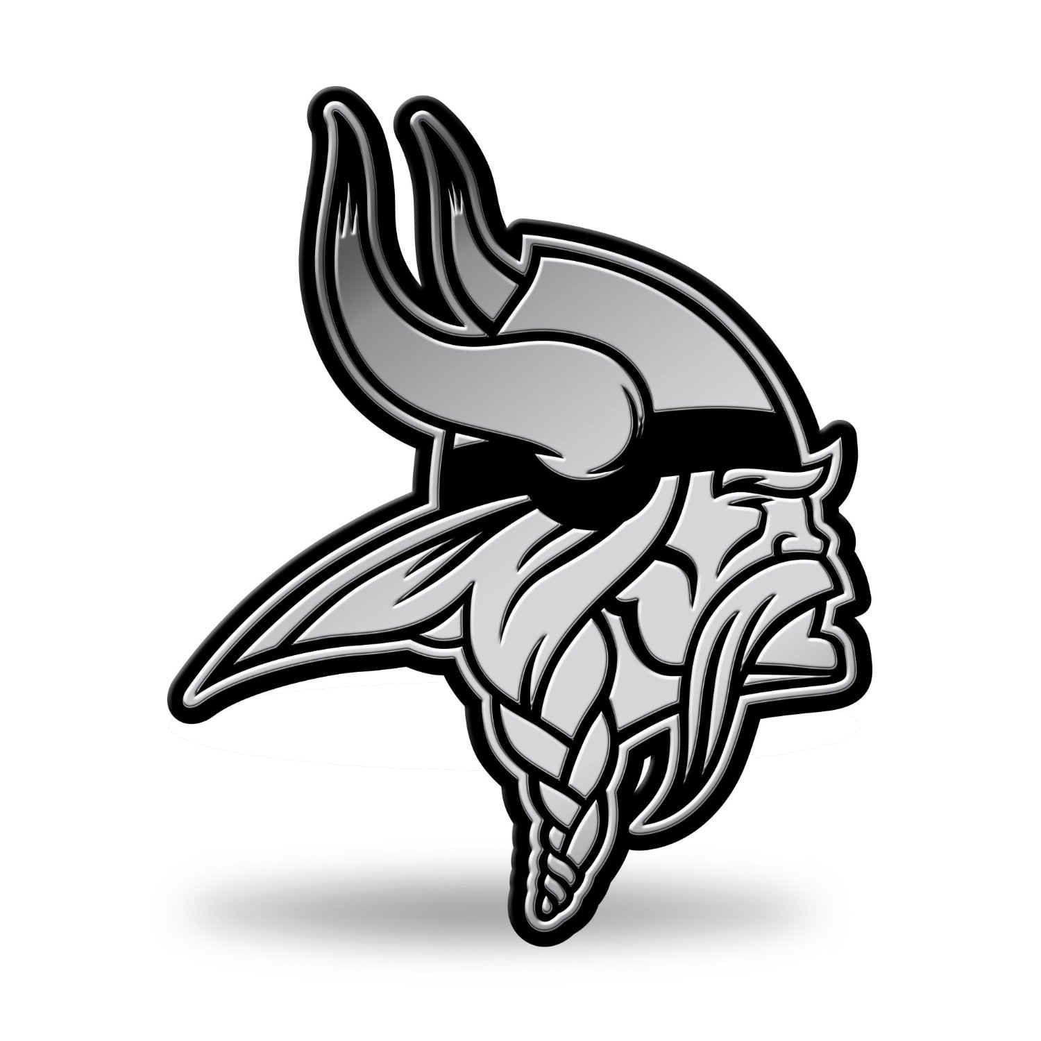 Black and White Vikings Logo - Minnesota Vikings Silver Auto Emblem w/ Norseman Logo - Dome ...