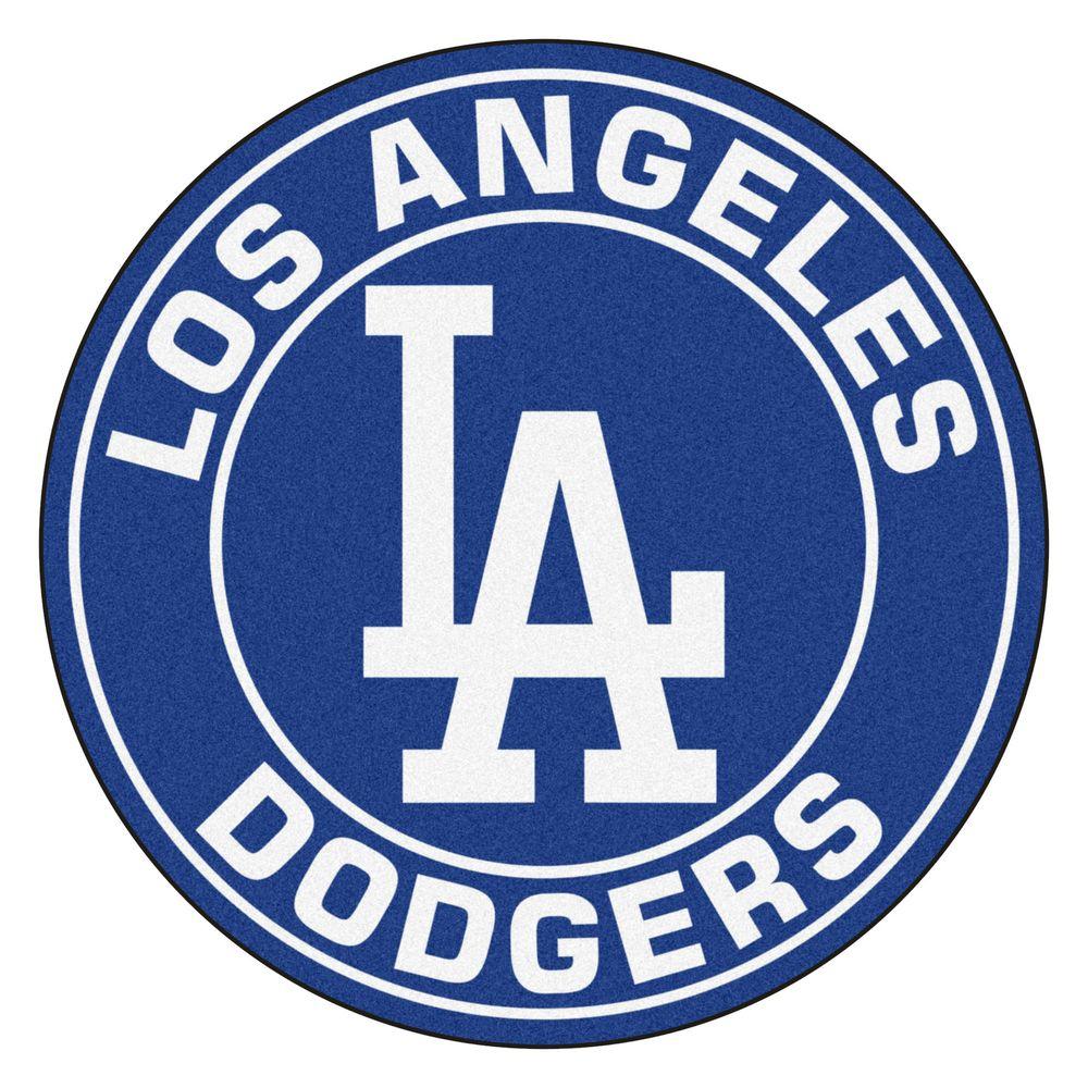 Los Angeles Dodgers Logo - FANMATS MLB Los Angeles Dodgers Navy 2 ft. x 2 ft. Round Area Rug