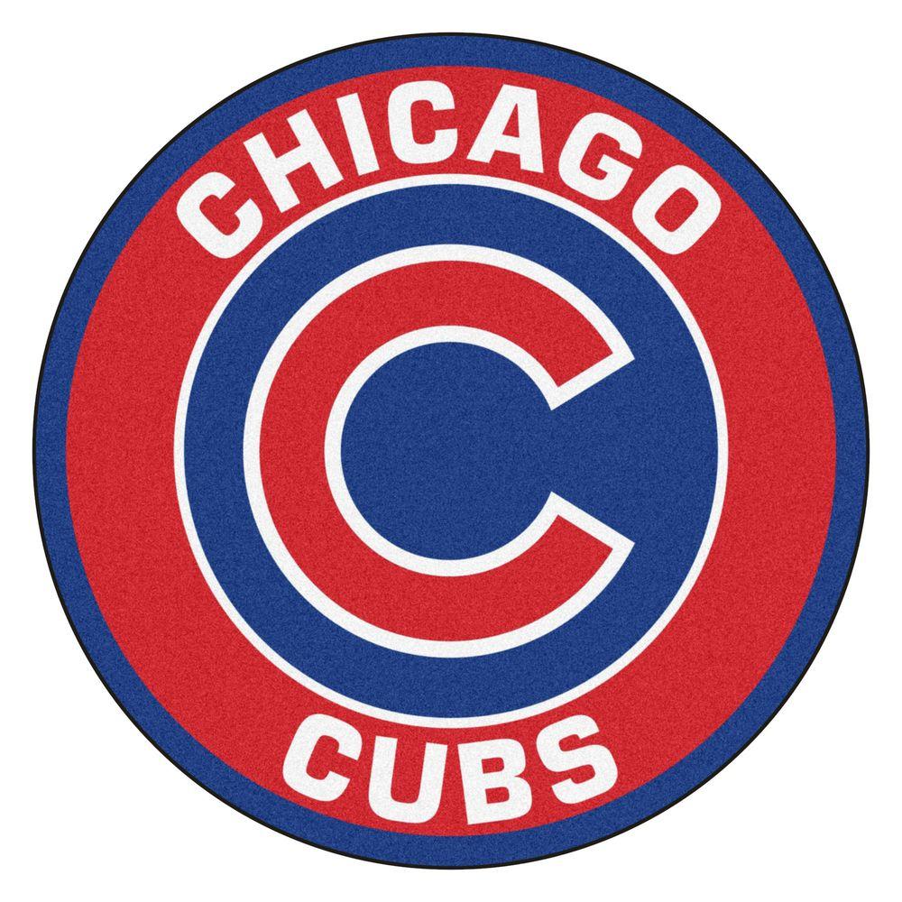 Chicago Cubs Logo - FANMATS MLB Chicago Cubs Red 2 ft. x 2 ft. Round Area Rug-18130 ...