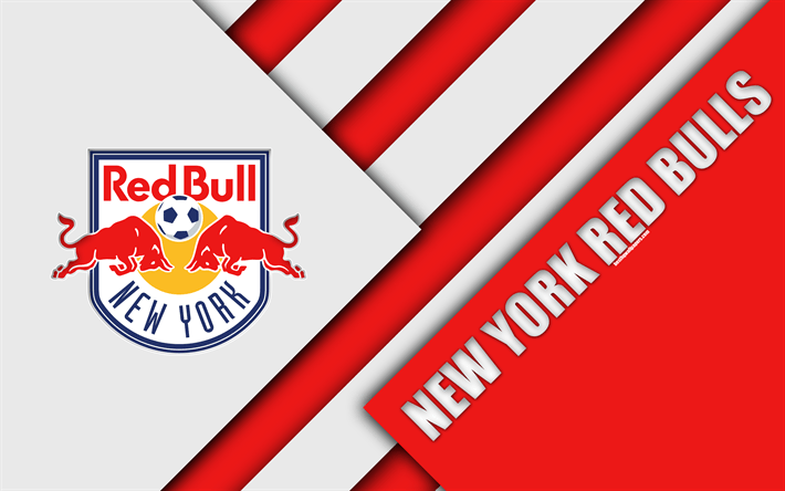 New York Red Bulls Logo - Download wallpapers New York Red Bulls, material design, 4k, logo ...