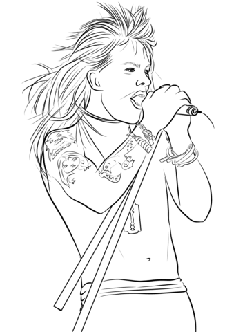 Guns and Roses Coloring Pages Logo - Axl Rose from Guns N' Roses coloring page. Free Printable Coloring