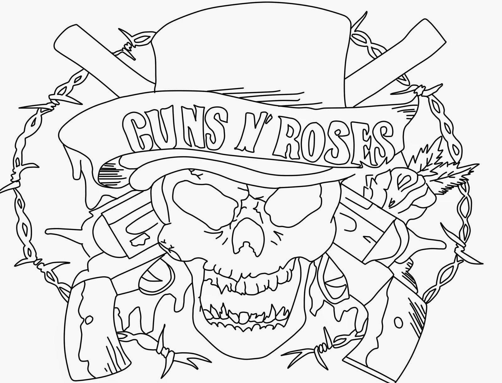 Guns and Roses Coloring Pages Logo - guns n roses coloring pages to draw guns n roses