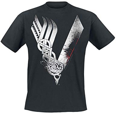Black and White Vikings Logo - Vikings Logo T-Shirt Black: Amazon.co.uk: Clothing