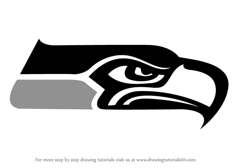 Black and White Seahawks Logo - Learn How to Draw Seattle Seahawks Logo (NFL) Step by Step : Drawing ...
