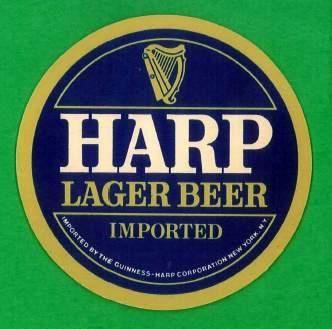 Harp Lager Logo - Harp Lager Beer Coaster. Imported by The Guinness Harp Co