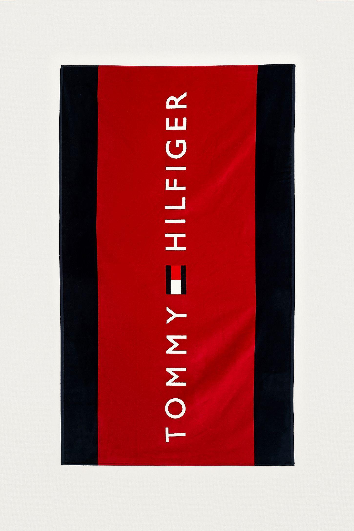 Tommy Hilfiger Logo - Tommy Hilfiger Red Logo Beach Towel | Urban Outfitters UK