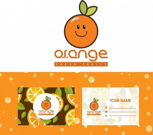 Orange Logo - Name card templates stylized orange logo decor Free vector in Adobe ...