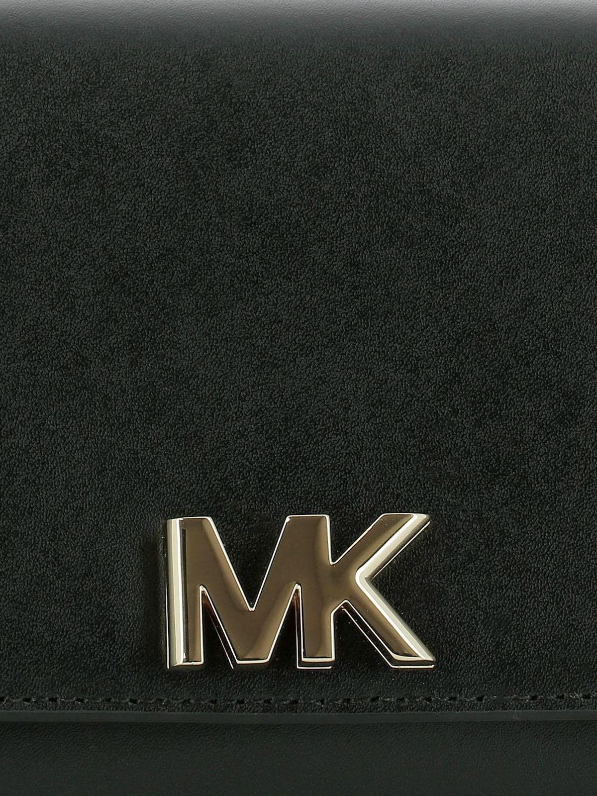 MK Logo - Michael Kors - Mott MK logo black leather clutch - clutches ...