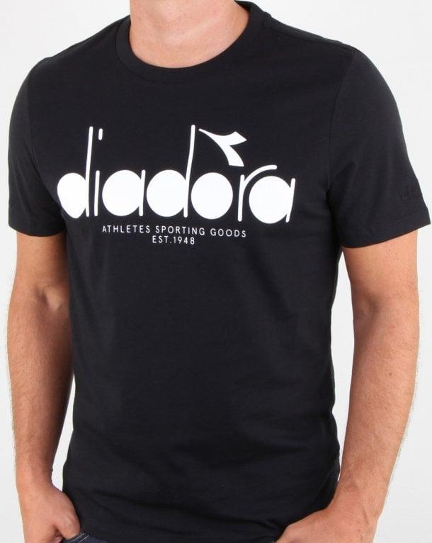 Diadora Logo - Diadora Logo T Shirt Black Optical, Diadora, Tee, Casual