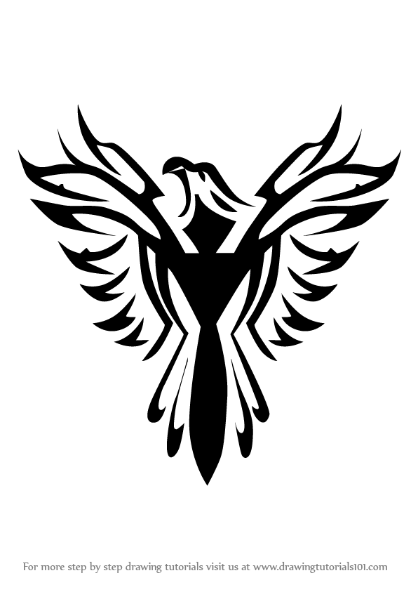 Phoenix Bird Drawing Logo - Learn How to Draw a Phoenix Bird Tattoo (Tattoos) Step by Step ...