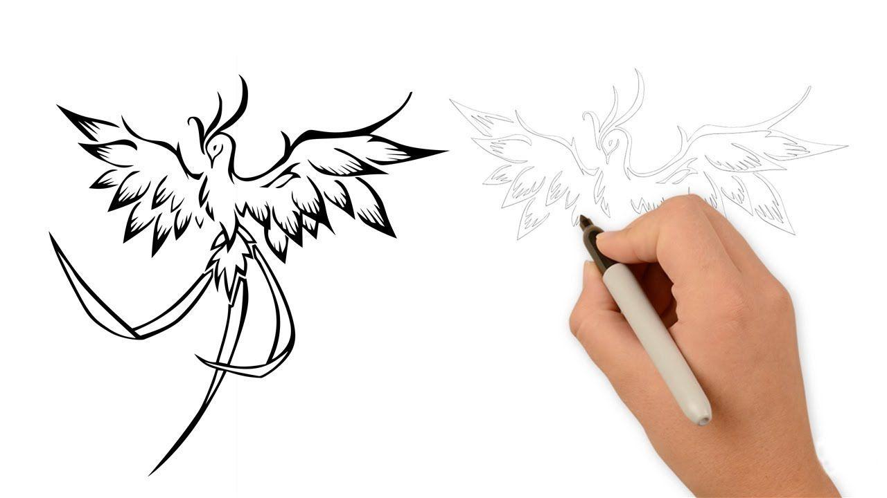 Phoenix Bird Drawing Logo - How To Draw a Phoenix Bird Step by Step - YouTube