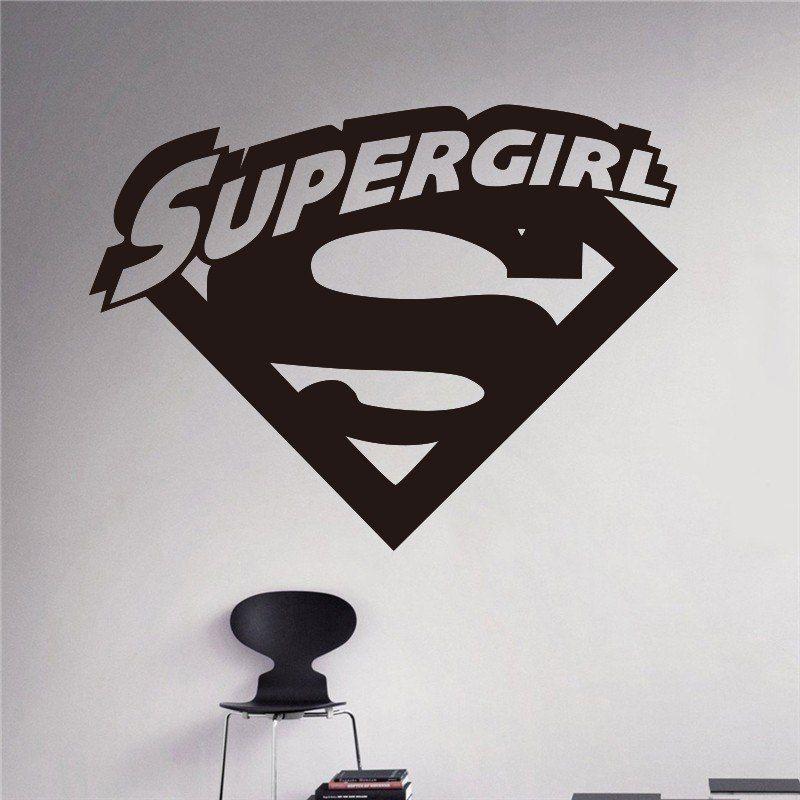 Black and White Supergirl Logo - New arrival Supergirl Logo Wall Decal Cartoons Comics Superhero Wall ...