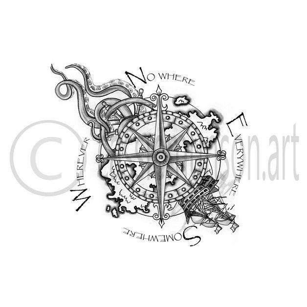 Nautical Compass Logo - Pirate Compass Drawing.com. Free for personal use