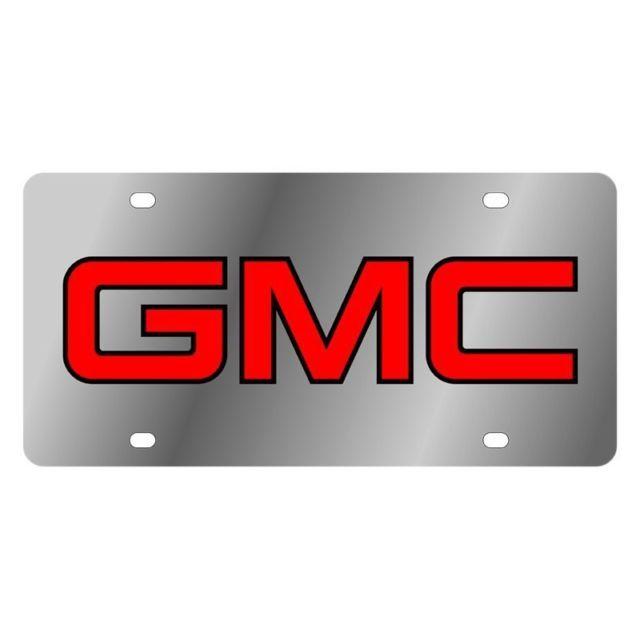 GMC Logo - EuroSport Daytona Black GMC Logo on Stainless Steel License Plate | eBay