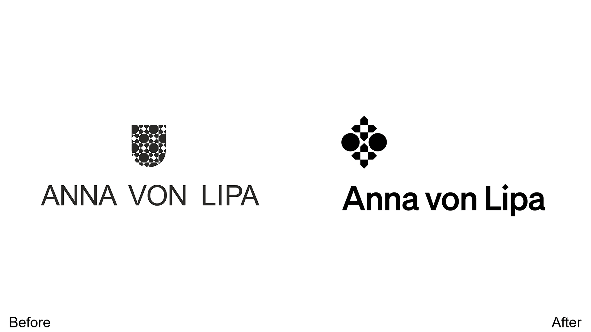 Anna Von Lipa logo redesign before and after