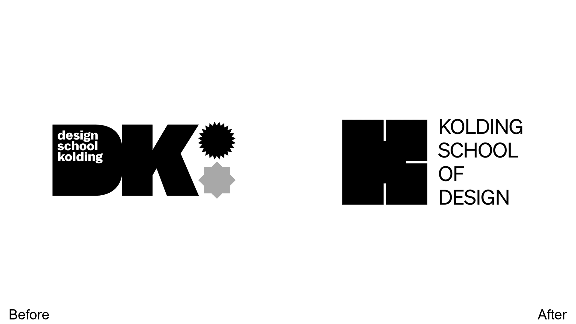 Kolding School of Design logo redesign before and after