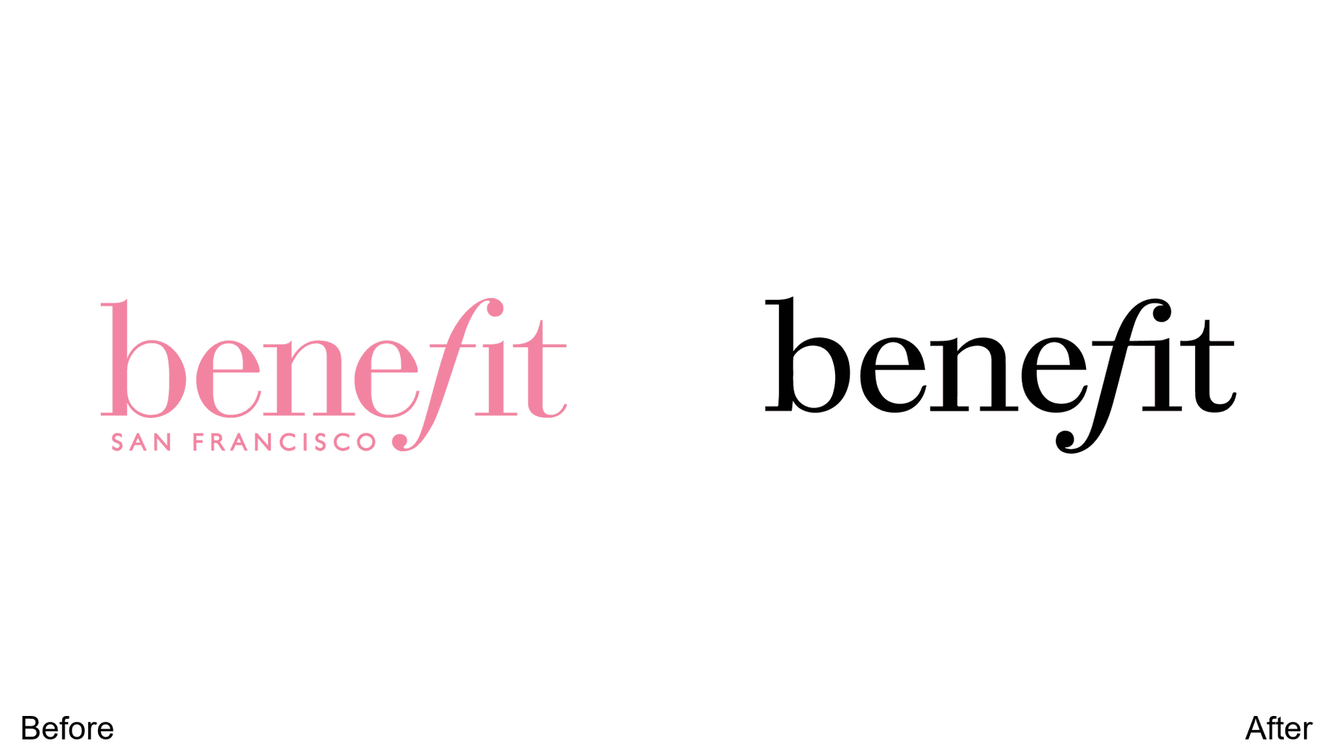 Benefit Cosmetics logo redesign before and after