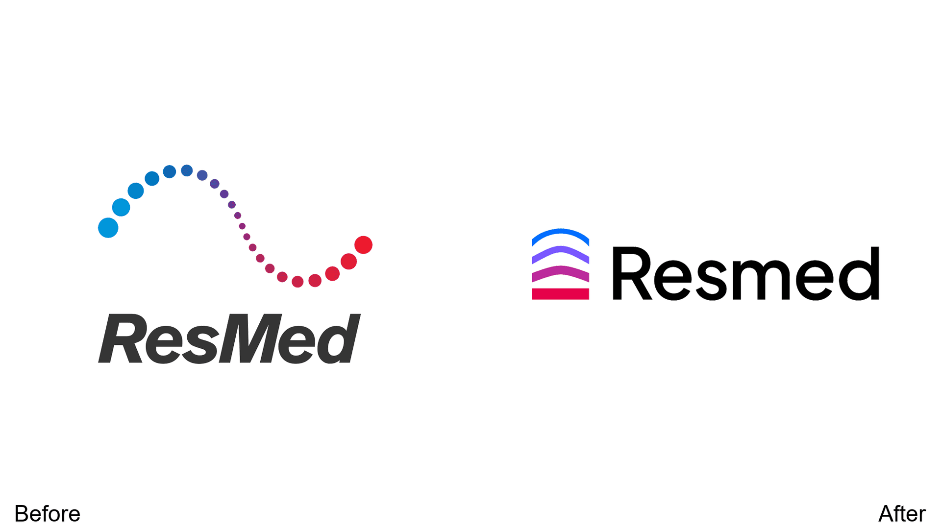 ResMed logo redesign before and after