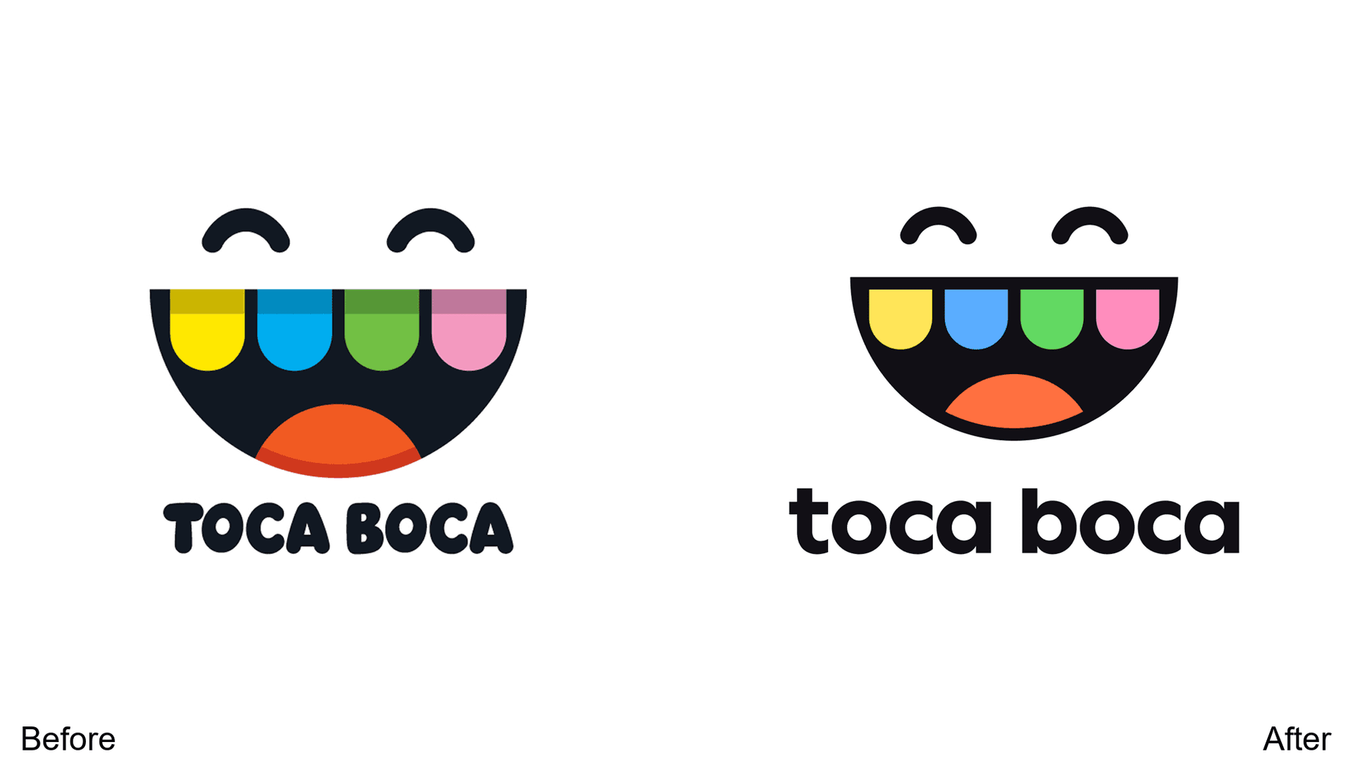 Toca Boca logo redesign before and after