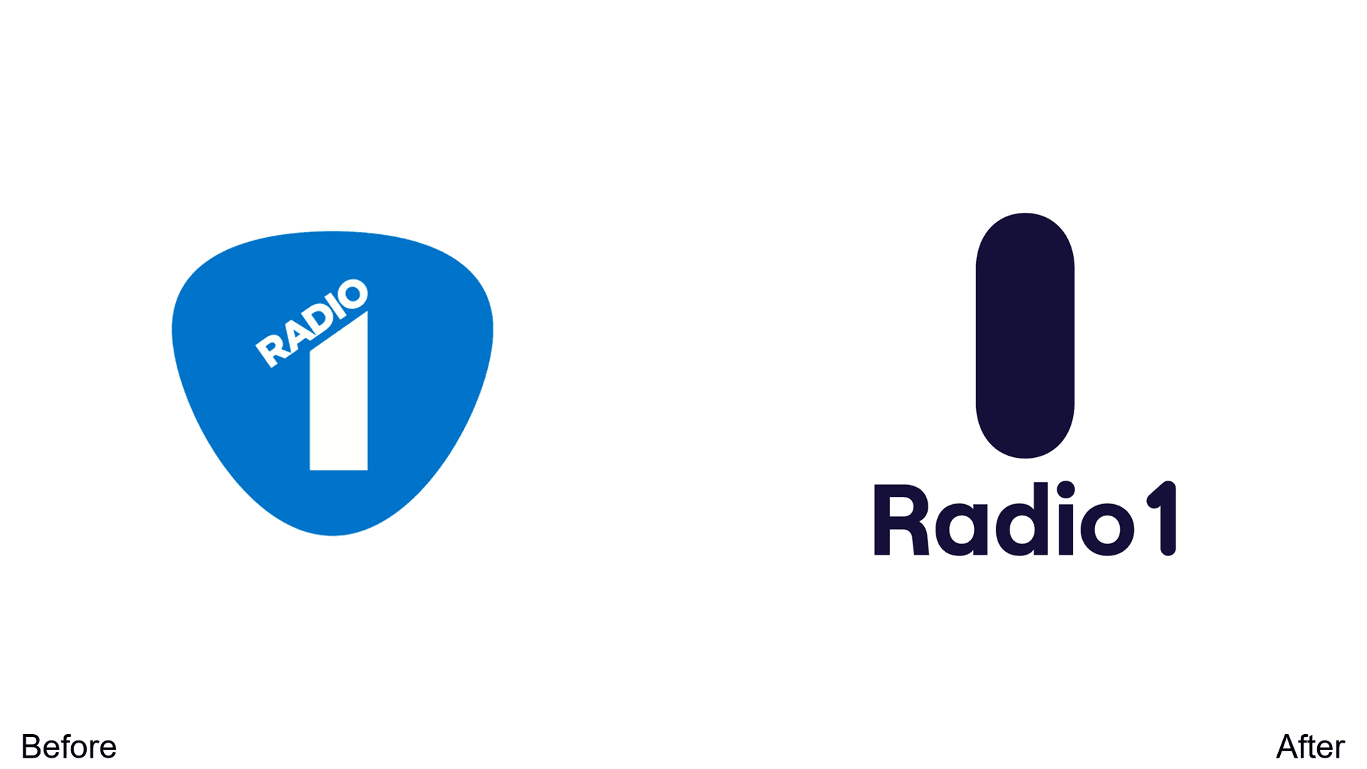 BBC Radio 1 logo redesign before and after