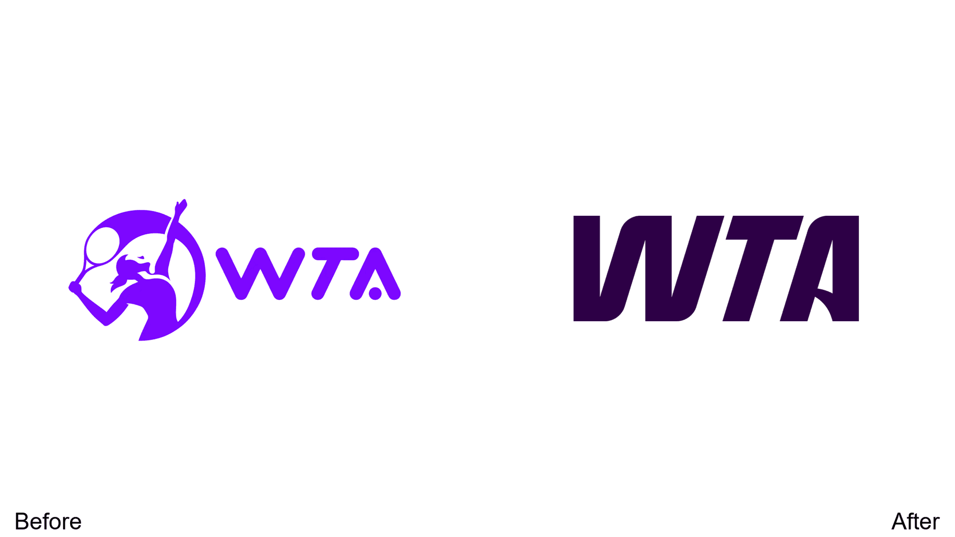 WTA logo redesign before and after