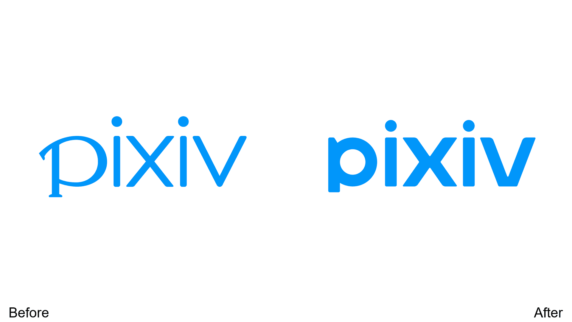 Pixiv logo redesign before and after