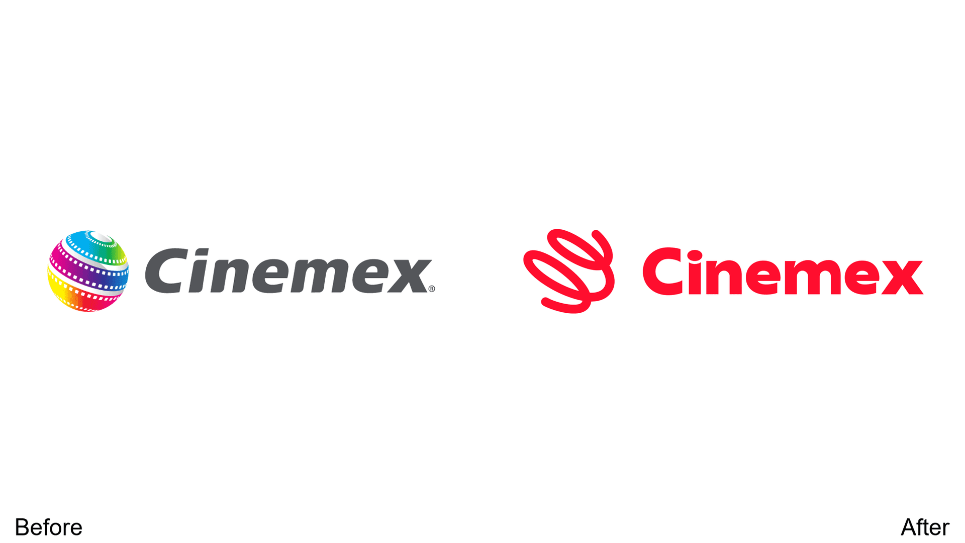 Cinemex logo redesign before and after