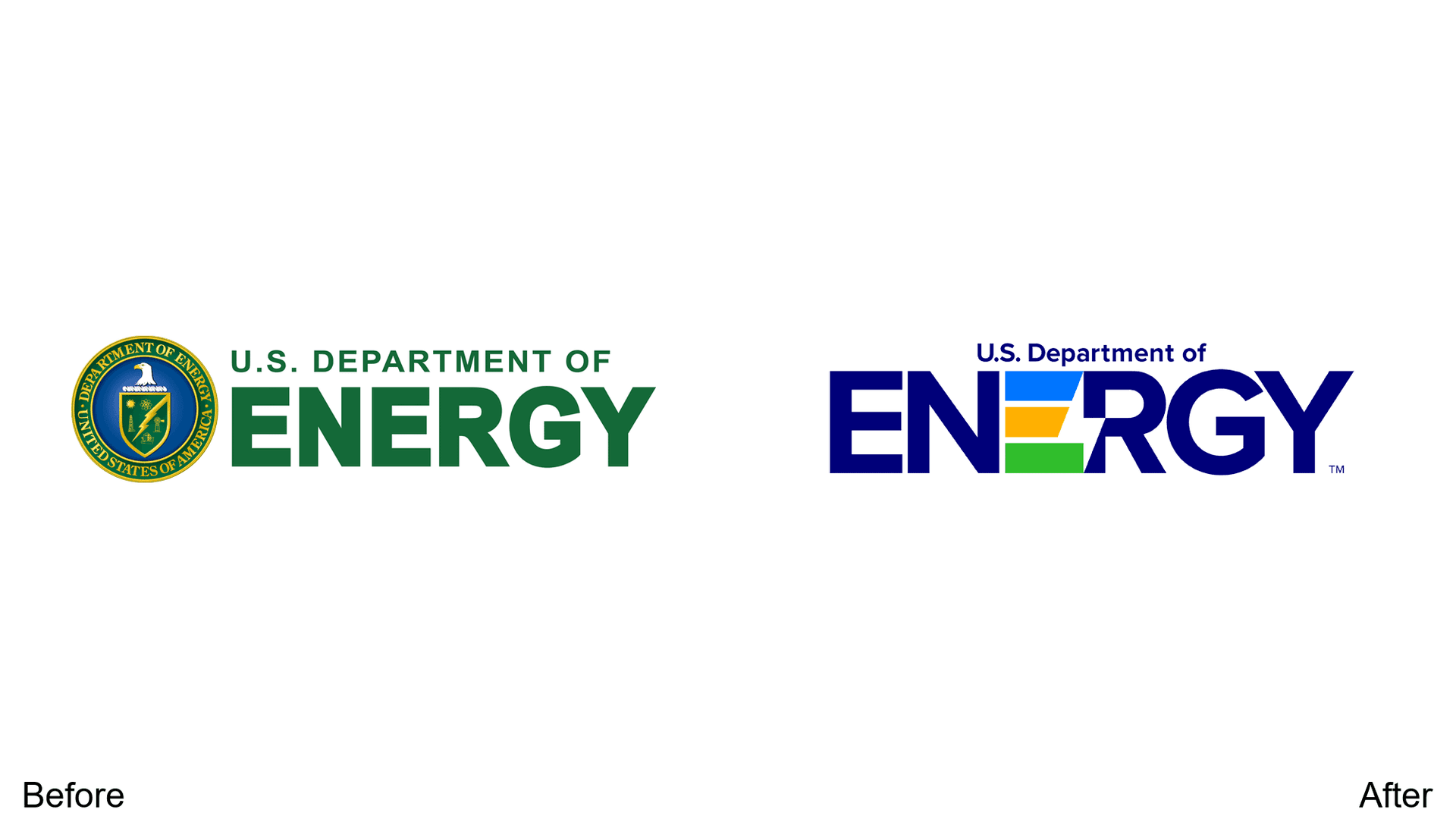 US Department of Energy logo redesign before and after
