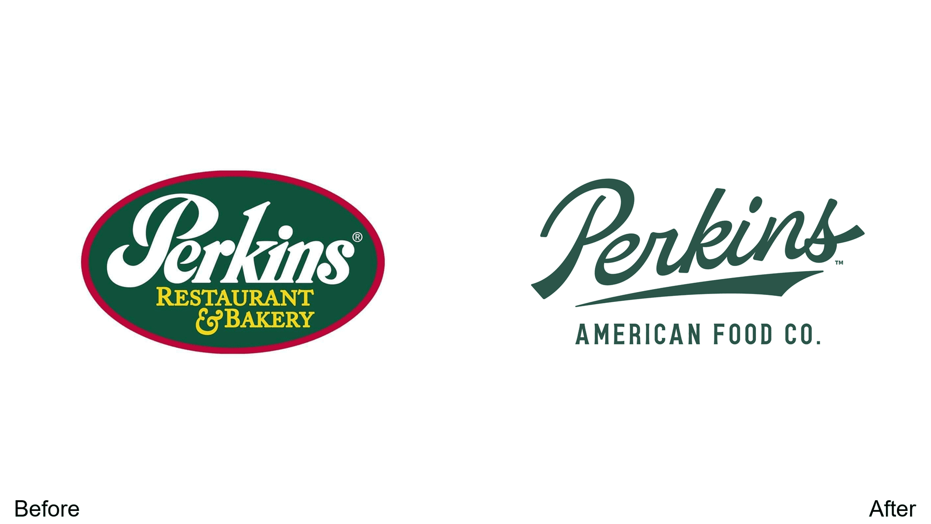 Perkins Restaurant & Bakery logo redesign before and after
