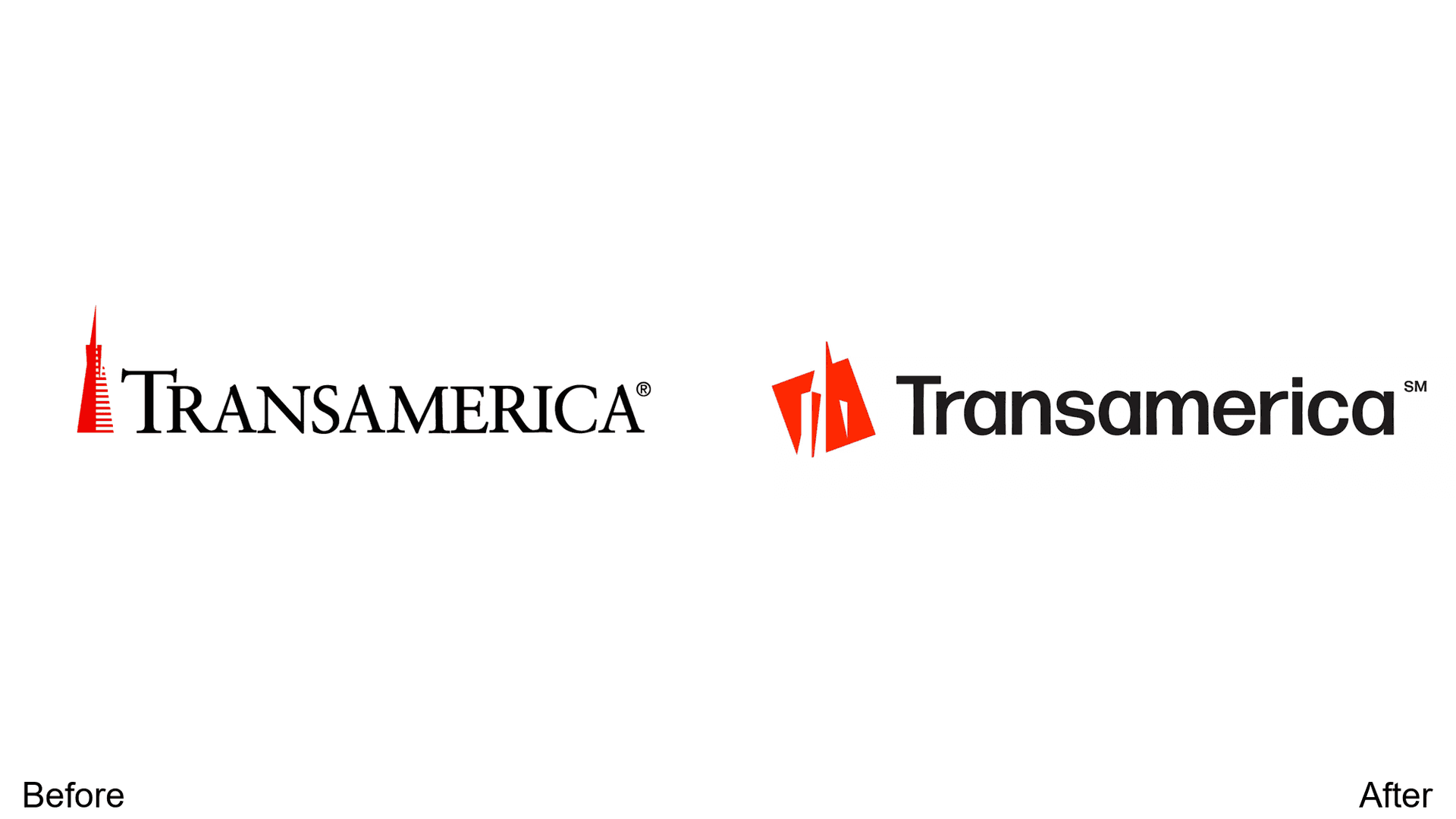 Transamerica logo redesign before and after
