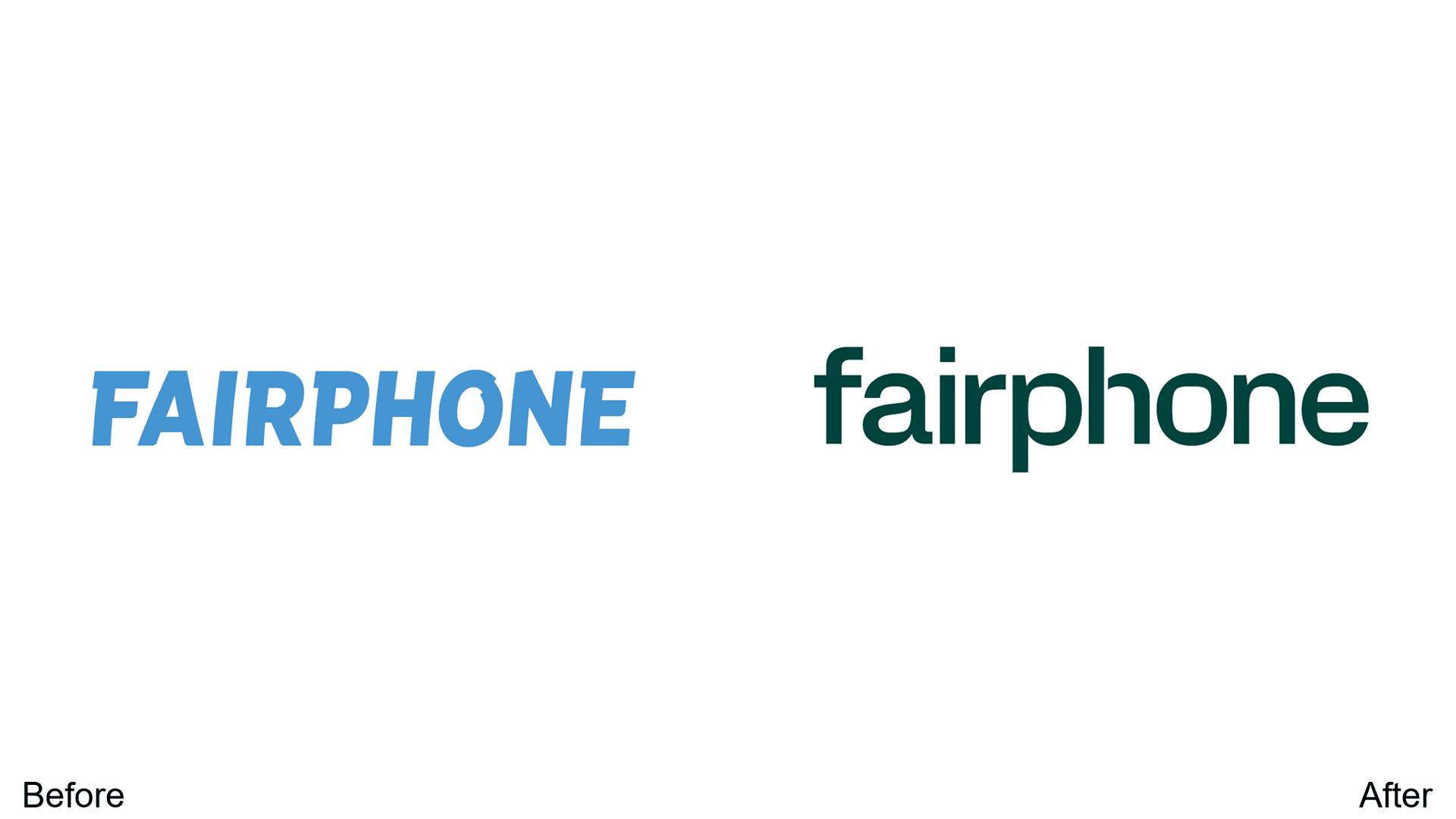 Fairphone logo redesign before and after