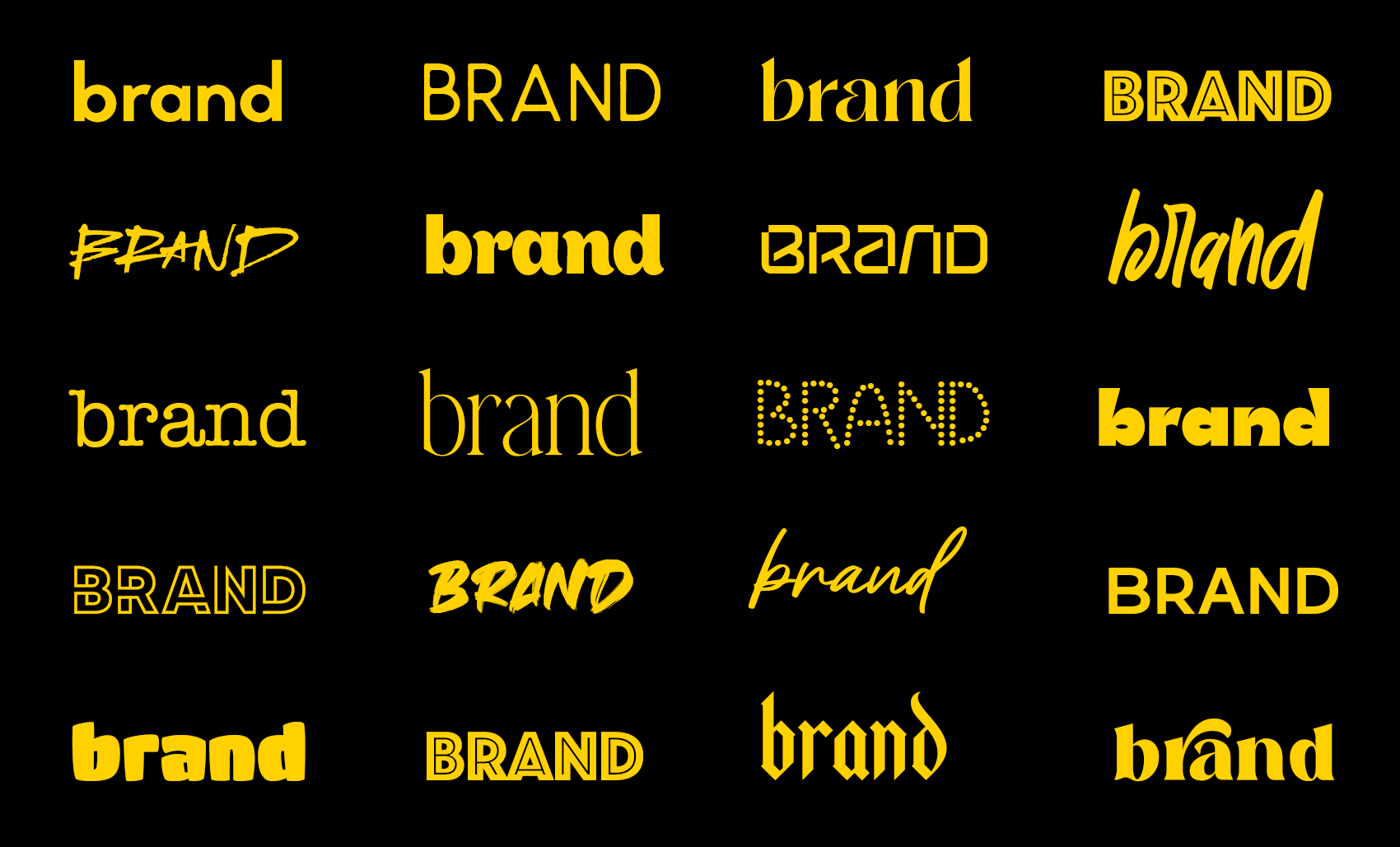 Brand typography guide showing font pairing examples