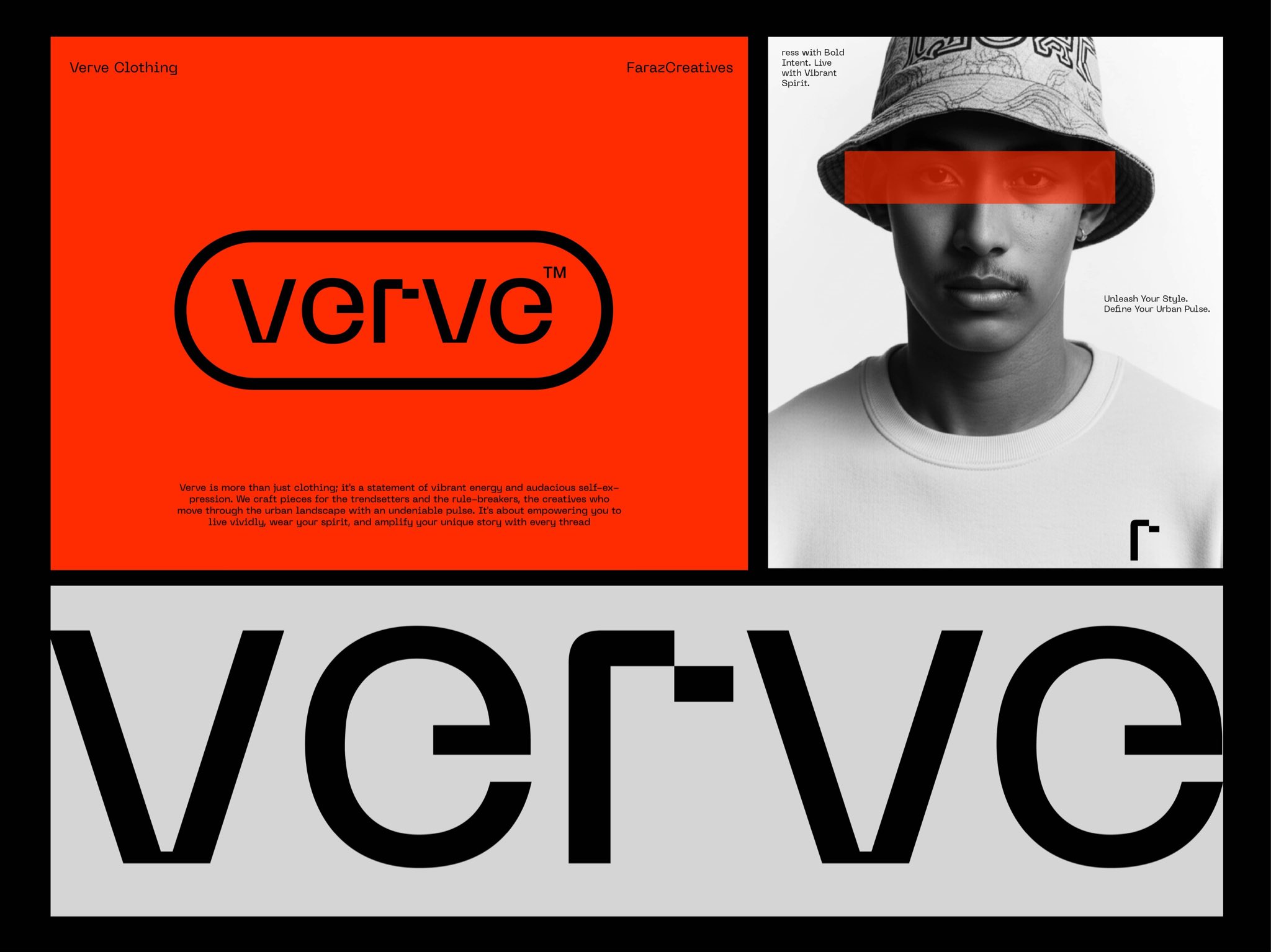 Brand identity work by Faraz showing modern startup branding