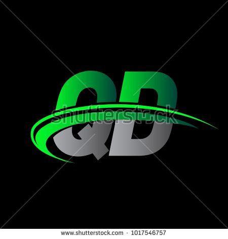 Colored Green Business Logo - initial letter QD logotype company name colored green and black