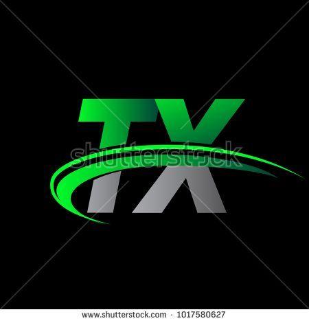 Colored Green Business Logo - initial letter TX logotype company name colored green and black ...