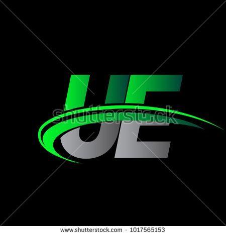 Colored Green Business Logo - initial letter UE logotype company name colored green and black