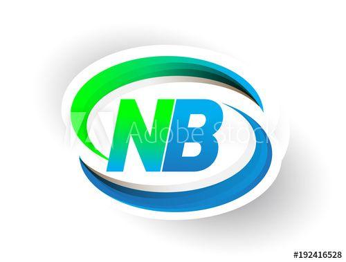 Colored Green Business Logo - initial letter NB logotype company name colored blue and green ...