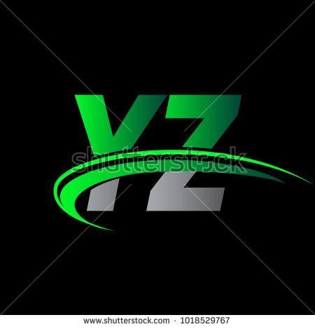 Colored Green Business Logo - initial letter YZ logotype company name colored green and black