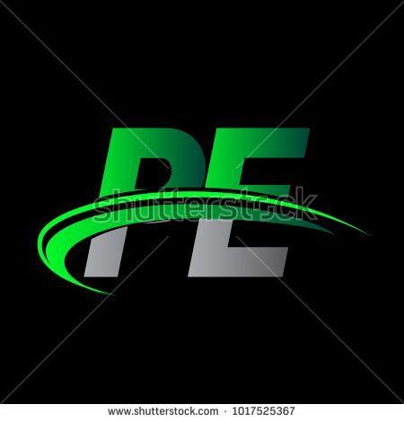 Colored Green Business Logo - initial letter PE logotype company name colored green and black ...