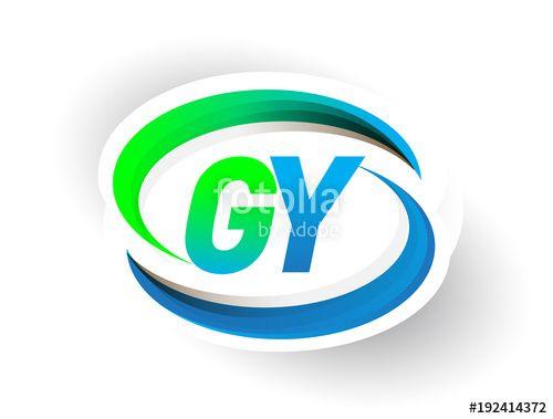Colored Green Business Logo - initial letter GY logotype company name colored blue and green ...