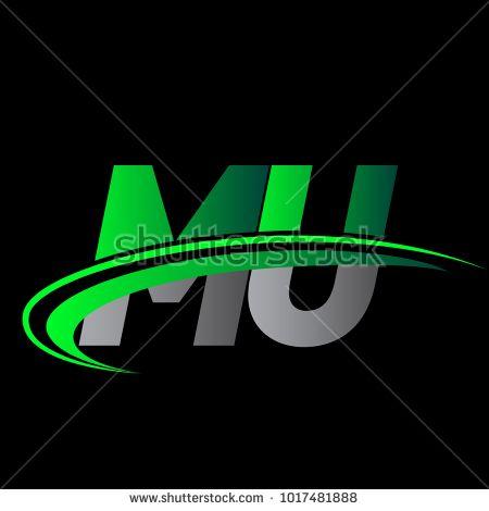 Colored Green Business Logo - initial letter MU logotype company name colored green and black