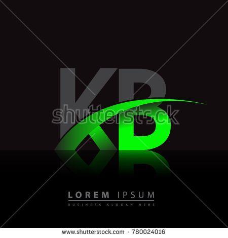 Colored Green Business Logo - initial letter KB logotype company name colored green and black ...