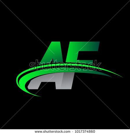 Colored Green Business Logo - initial letter AF logotype company name colored green and black ...