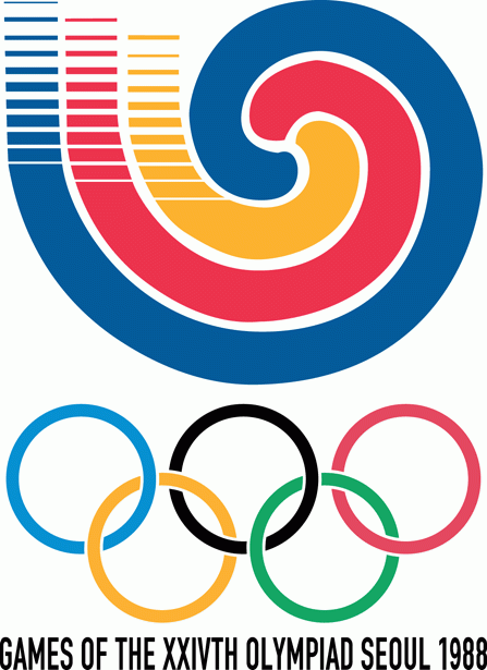 Blue Orange Red Swirl Logo - 1988 Seoul Olympics Primary Logo (1988) - Three blue, red and gold ...