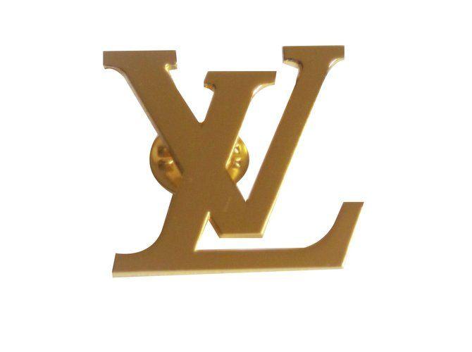 Gold Louis Vuitton Logo - Louis Vuitton Pins & brooches Pins & brooches Metal Golden ref.43246 ...