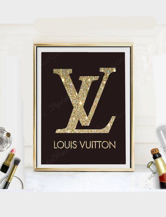 Gold Louis Vuitton Logo - LV Louis Vuitton 8x10 Print Vuitton Logo Girly Print | Etsy