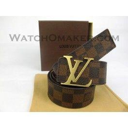 Gold Louis Vuitton Logo - Louis Vuitton Damier Canvas Belt with Gold LV Logo -